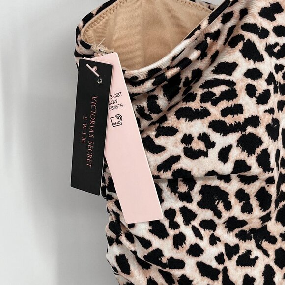 VS RUCHED LEOPARD ONE PIECE SWIMSUIT Size Small Removable Straps and Pads NWT - Picture 10 of 13